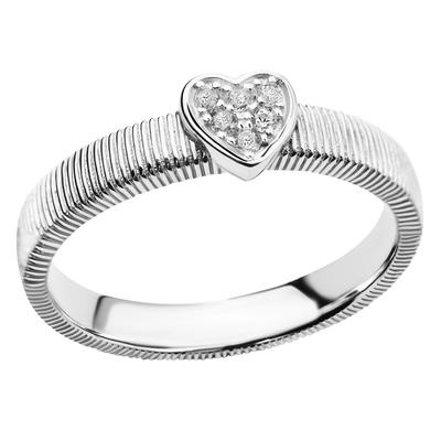 Fingerring FIRETTI "Schmuck Geschenk Silber 925 Damenring Ring Herz" Gr. 54, silber (silberfarben, kristallweiß, kristallweiß), Fingerringe, Damen, 54, Silber 925 (Sterlingsilber), 3,3mm, mit Zirkonia (synth.) Image