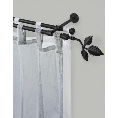 Gardinenstange GARESA "SHEET", schwarz, L:430cm Ø:16mm, Metall, Gardinenstangen, Vorhanggarnitur, verlängerbar, Knopf mit Blätter, ohne Ringe Image