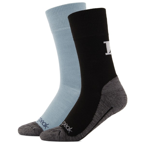Heber Peak - EvergreenHe. Hiking Crew Socks 2-Pack - Wandersocken 43-45 | EU 43-45 grau/schwarz