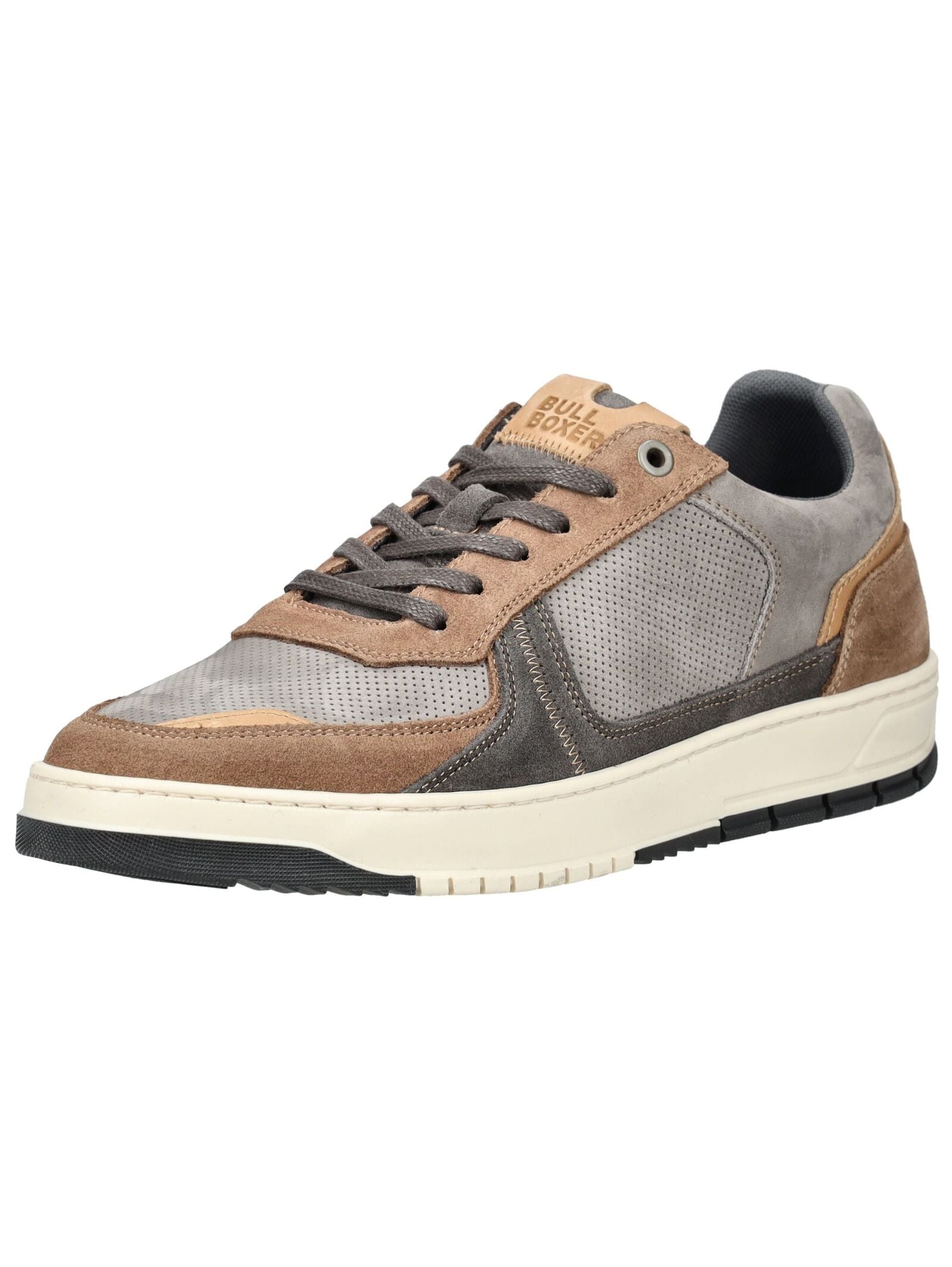 Sneaker BULLBOXER "Bullboxer Sneaker Leder", Herren, Gr. 41, grau, braun, Leder, Schuhe Sneaker