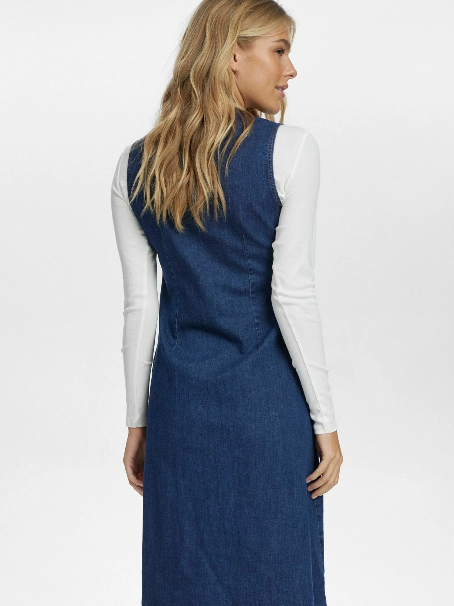 Jerseykleid NÜMPH "Nümph Dress NUAMBER", Damen, Gr. 40, dunkelblau denim, Obermaterial: 98% Baumwolle, 2% Elasthan, Kleider Image