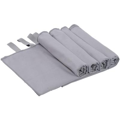 Sporthandtuch OTTO HOME "Leoa, Serie, 4 Handtücher", grau (hellgrau), B:180cm L:100cm, Microfaser, Mikrofaser, Handtücher (Packung), sehr leicht, kompakt, schnelltrocknend, Mikrofaser mit Kontrastnaht Image