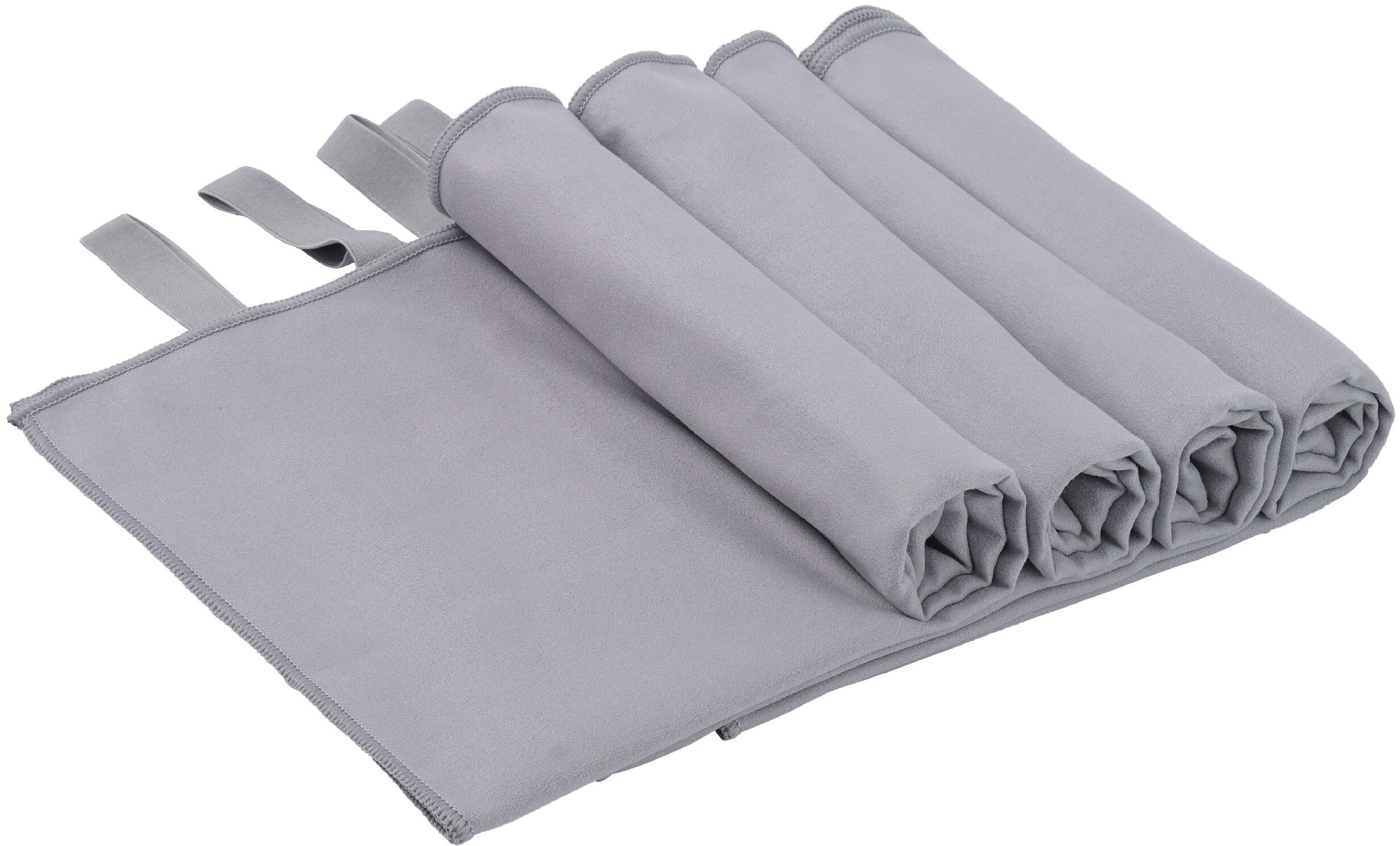 Handtücher OTTO HOME "Leoa, Serie, ideal als Sporthandtuch, Reisehandtuch, Strandtuch", hellgrau, B:100cm L:50cm, Microfaser, Mikrofaser, Handtücher, sehr leicht, kompakt, schnelltrocknend, Mikrofaser mit Kontrastnaht Image