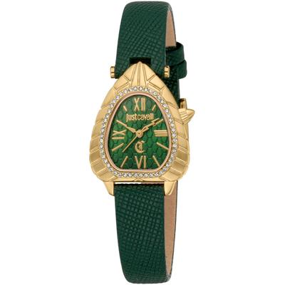 Quarzuhr JUST CAVALLI TIME "Perla", dunkelgrün, Armbanduhren, Damen, Armbanduhr, Damenuhr, Lederarmband, analog, Kristallsteine Image