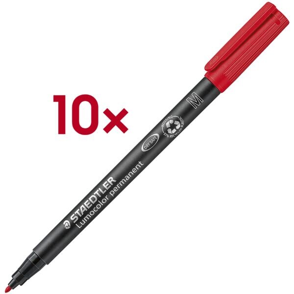 Staedtler Universalstift Permanent-marker »Lumocolor 317 permanent M« 1,0 mm (M) 10 Stück rot Image