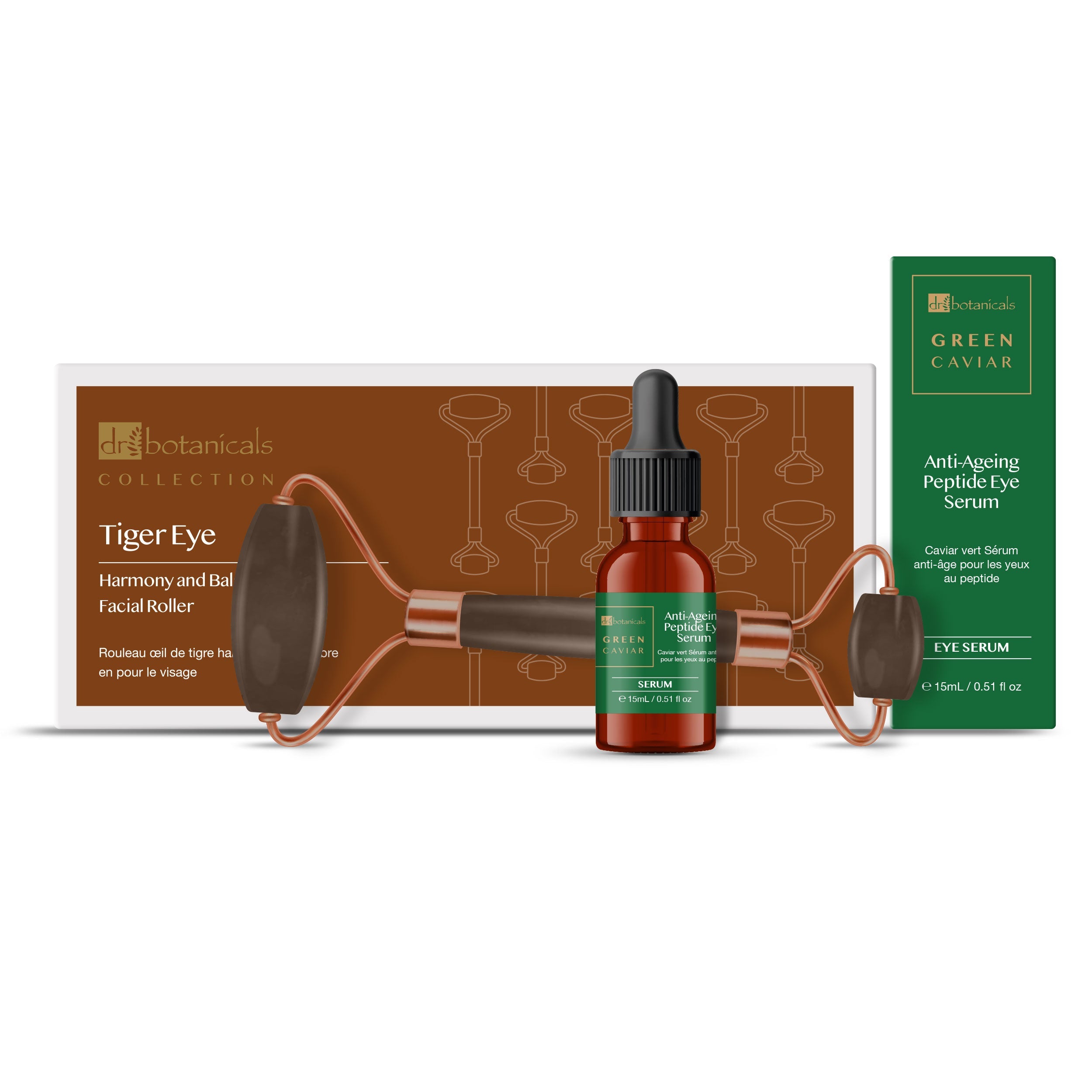 Dr. Botanicals Tigerauge Harmonie Gesichts Roller und grüner Kaviar Serum Kit Image