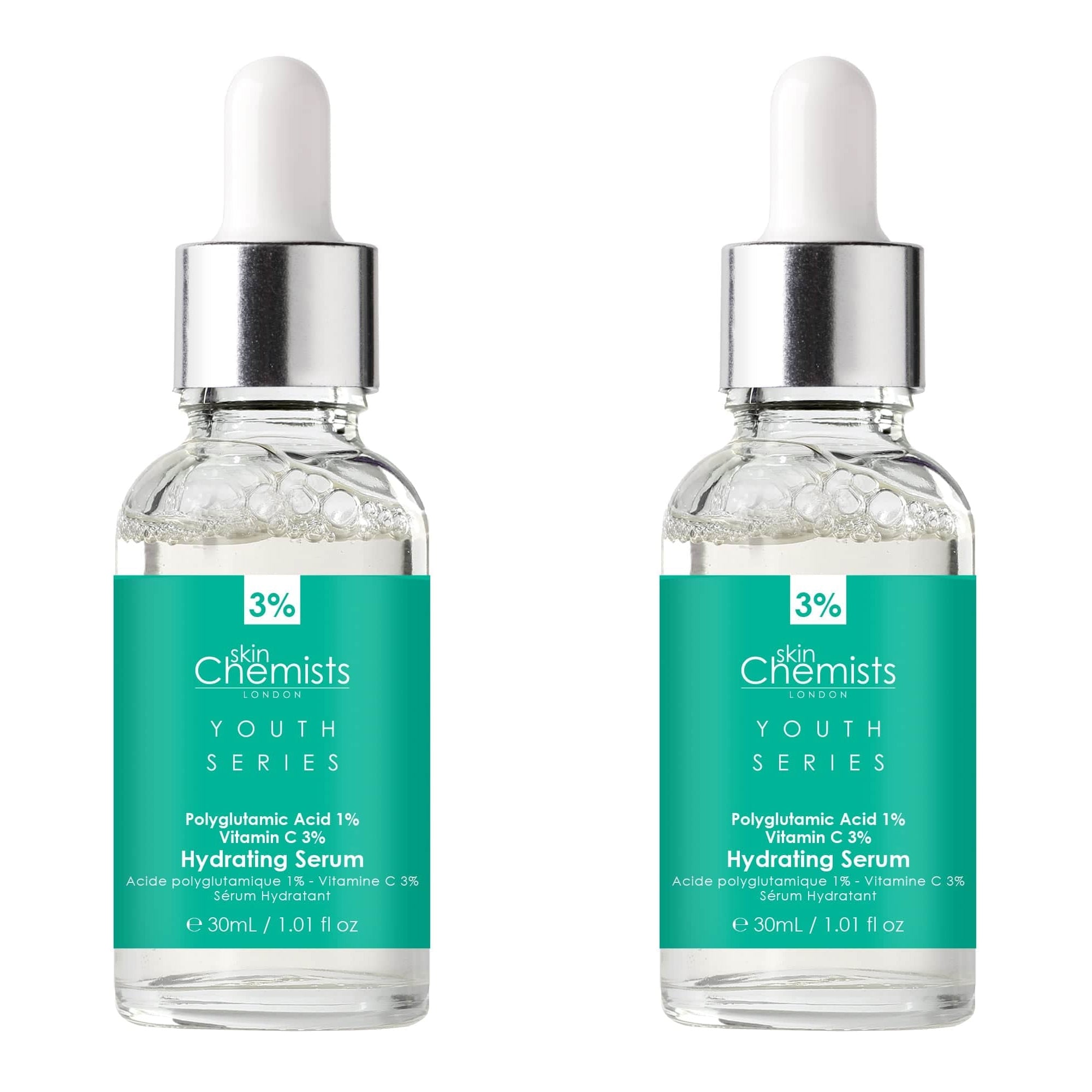 skinChemists Youth Series Hydrating Serum Polyglutaminsäure 1%, Vitamin C 3% 30ml x 2 Duo Pack Image