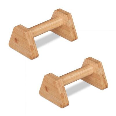 relaxdays 2er-Set Bambus Parallettes Liegestützen-Griffe Image