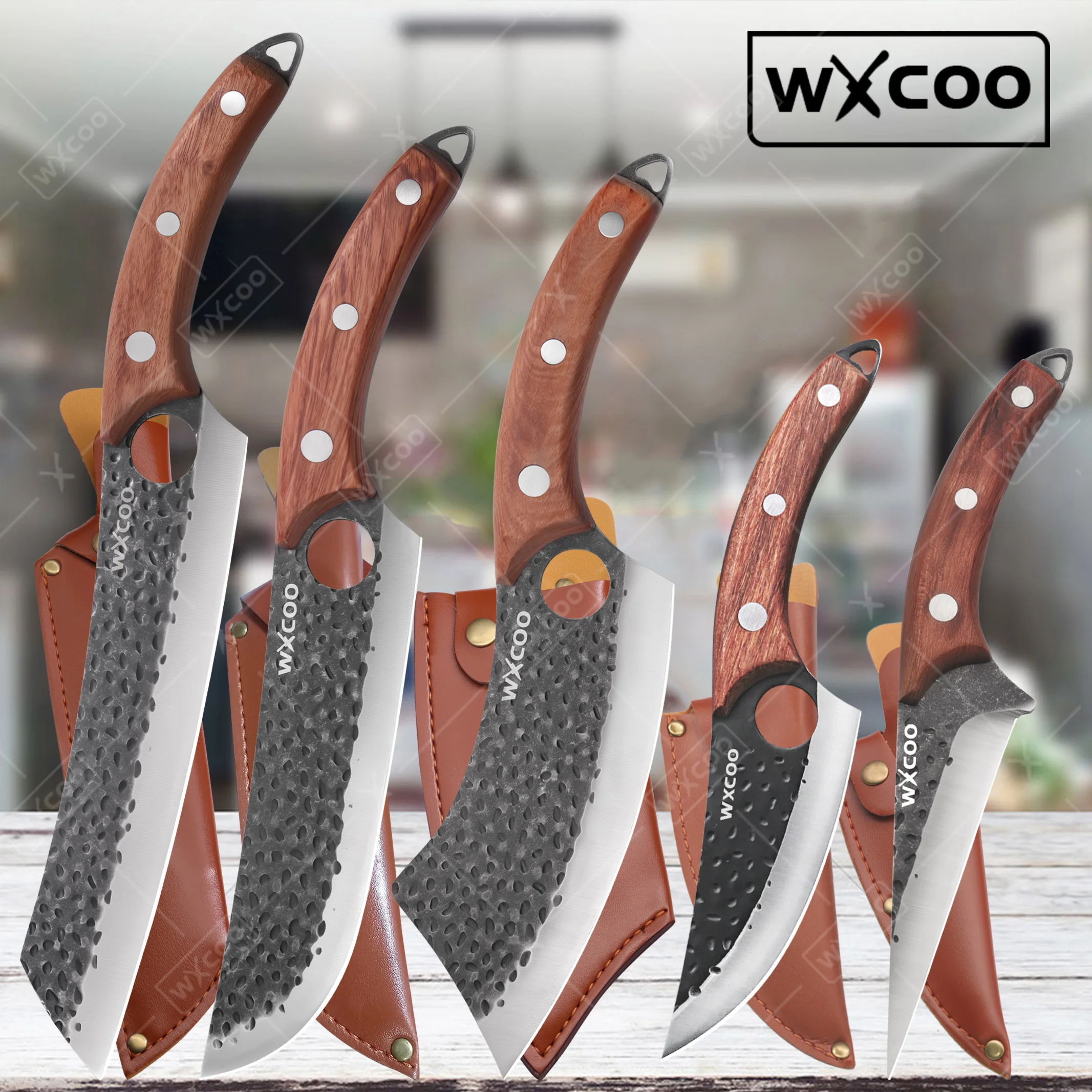 WXCOO Kitchen Knife Set Handmade Forged Butcher Knife Practical Kitchen Tools Professional Cooking Knife Multifunction