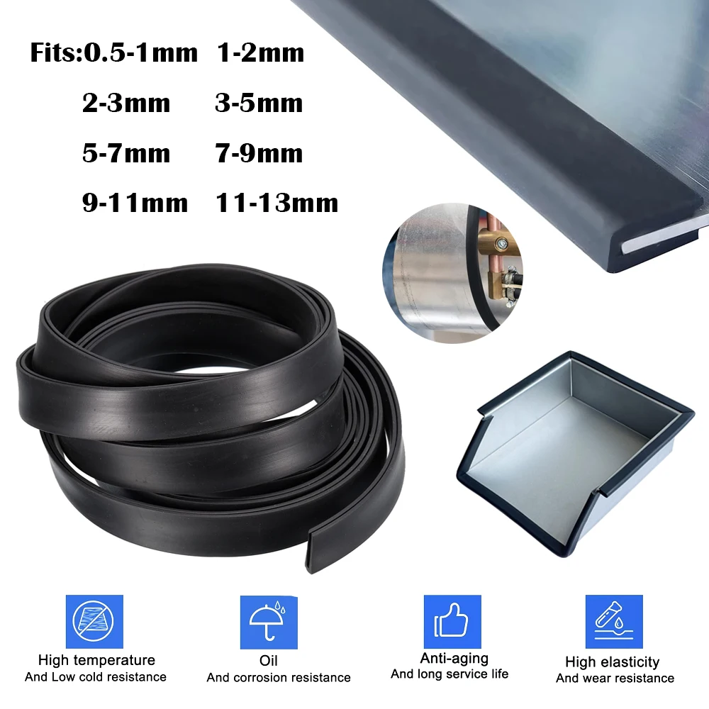 1 Stück U-Kanal-Gummidichtungsstreifen für Türfenster, wetterfester Geräuschdämmungs-Kantenschutz für Glas, Metall, Holz (1 m), 0,5–13 mm