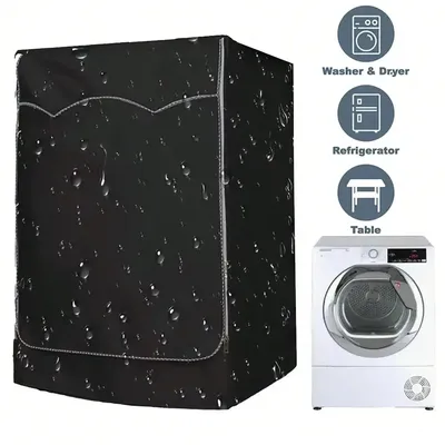 1pc Silver Washing Machine Cover, Waterproof And Dustproof Cover For Washing And Drying Machine,Bag,Organizer,Storage