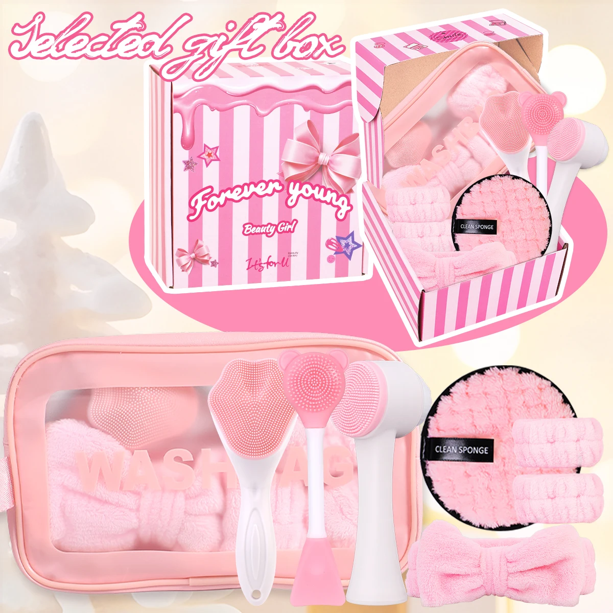 8-teilige Gesichtsreinigungskombination, ein ideales Werkzeug zur Gesichtsreinigung und Peeling sowie ein Weihnachts- und Halloween-Geschenk. Image