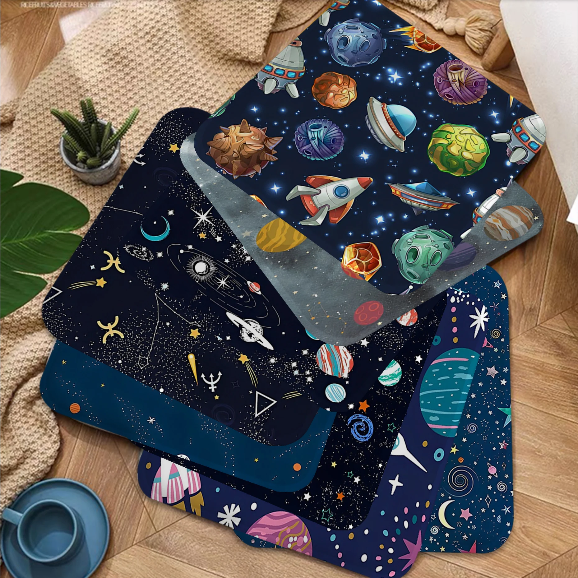 Weltraum Planet Sterne Mond Raumschiff Kunst Stuhl Kissen weichen Büro Autos itz Komfort atmungsaktiv 45x45cm Sofa Dekor Tatami Image