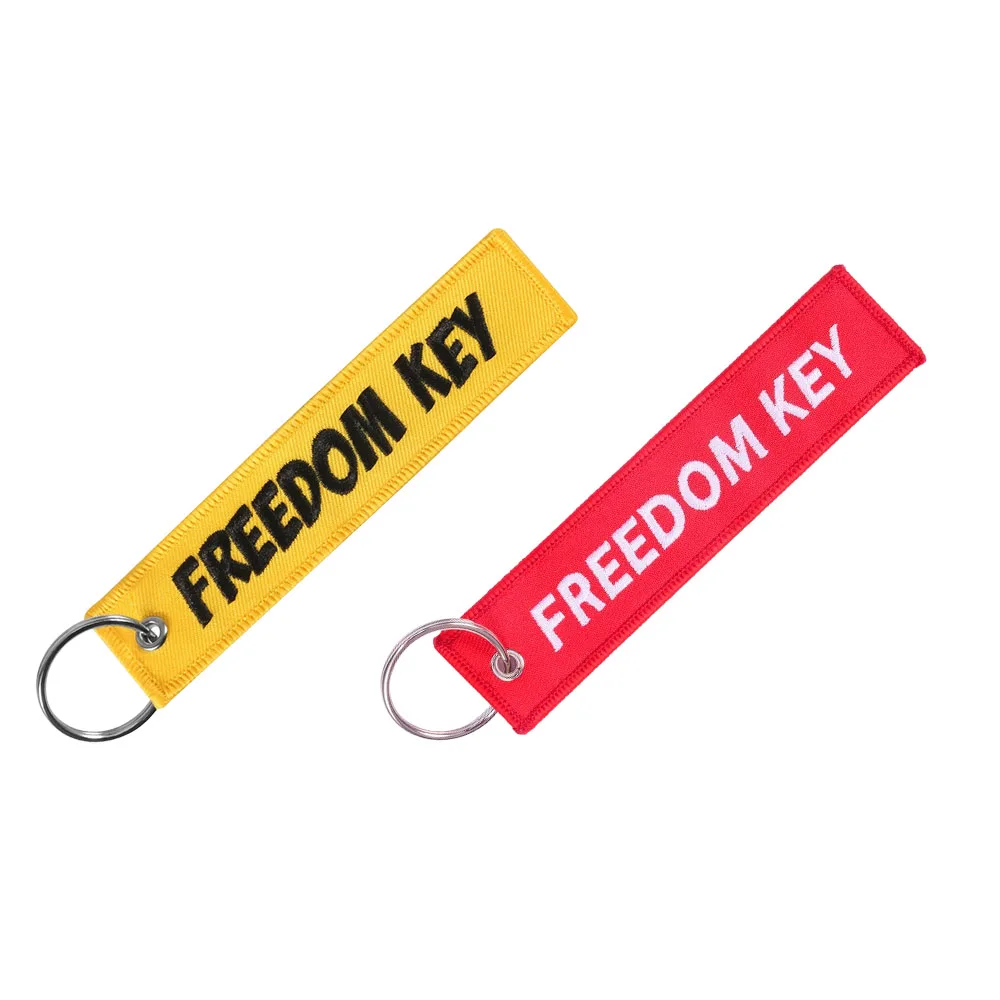 1PC Freiheit Schlüsselanhänger für Autos Gelbe Stickerei Schlüsselanhänger Kette für Luftfahrt Geschenke Mode Motorrad Schlüsselanhänger Schmuck Image
