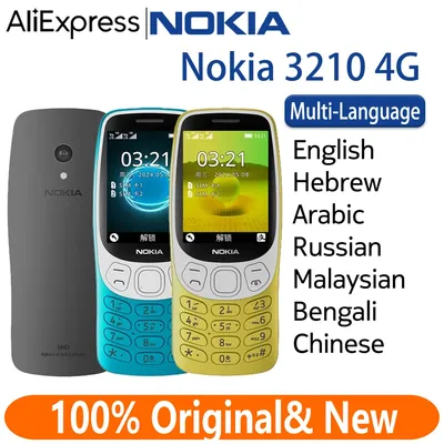 Original Nokia 3210 4G Feature Phone Dual SIM 2.4" Type-C Port Bluetooth 5.0 FM Radio 1450mAh Bettery Push-button Mobile Phone