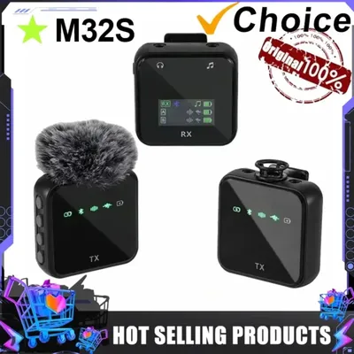 Bluetooth Voice Recording Mic Wireless Audio Video Lavalier Microphone System for iPhone Android Mobile Phone Interview Camera