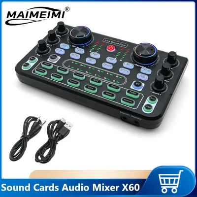 Neue Soundkarte Englisch Version Soundkarten Audio Mixer X60 Für Karaoke Broadcast KTV Singen Live-Streaming Sound Mixer