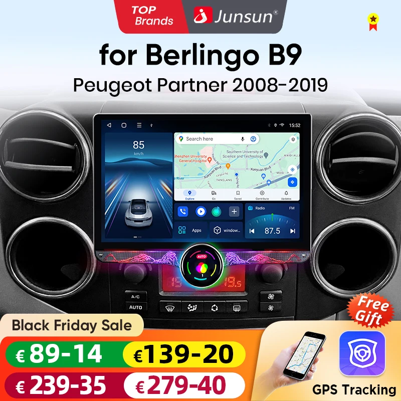 Junsun 11.5 "qled 2k drahtloses Carplay für Apple Autoradio Android 13 Auto für Berlingo B9 Peugeot Partner 2014-2018 Multimedia Image