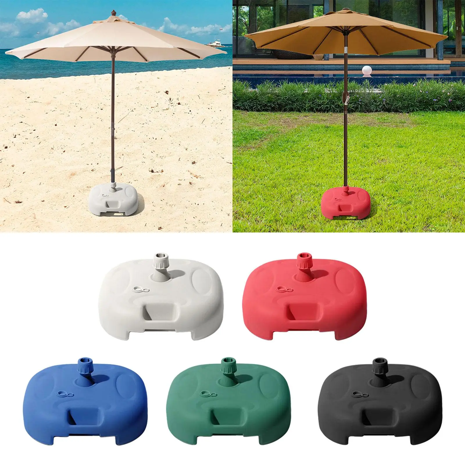 Terrassenschirmständer, nachfüllbar, winddicht, Stangenhalter, wasser-/sandgefülltes Regenschirmgewicht für den Außenbereich, Strand, Pool, Terrasse, Hof Image