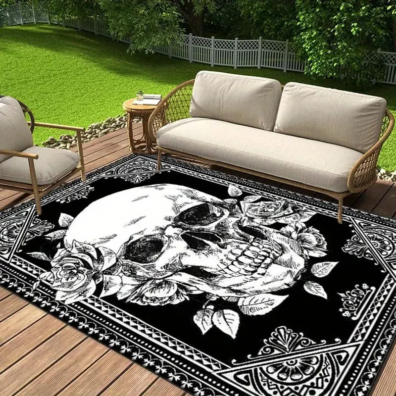 VIKAMA 3D-Retro-Mandala-Rahmenteppich – Gartendekoration für den Außenbereich für Schlafzimmer, Wohnzimmerbereich, Bodenmatte für Heimdekoration Image