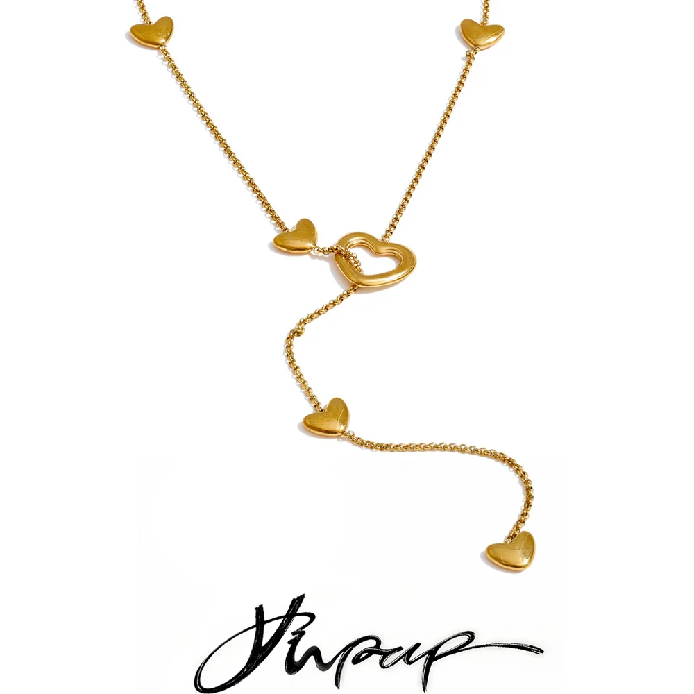 Yhpup 60 + 6 cm Edelstahl Abnehmbare Herz Kette Halskette für Frauen Charme Mode Pullover Dünne Kette Herbst Winter Schmuck Image