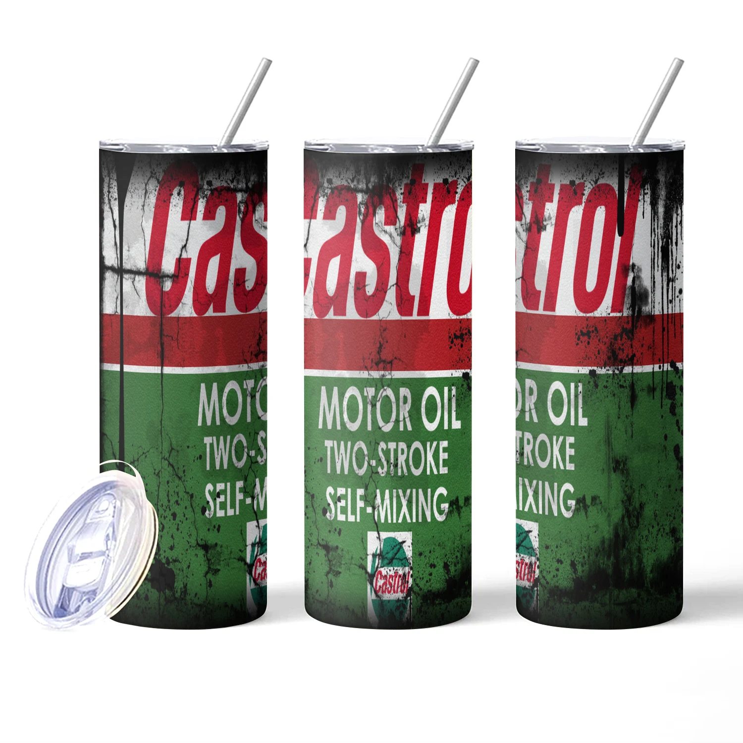 20Oz Motorölfilter-Thermobecher aus Edelstahl mit doppelwandiger Vakuumisolierung, hält Getränke kalt/heiß, Wasserflasche mit Strohhalm und Deckel Image