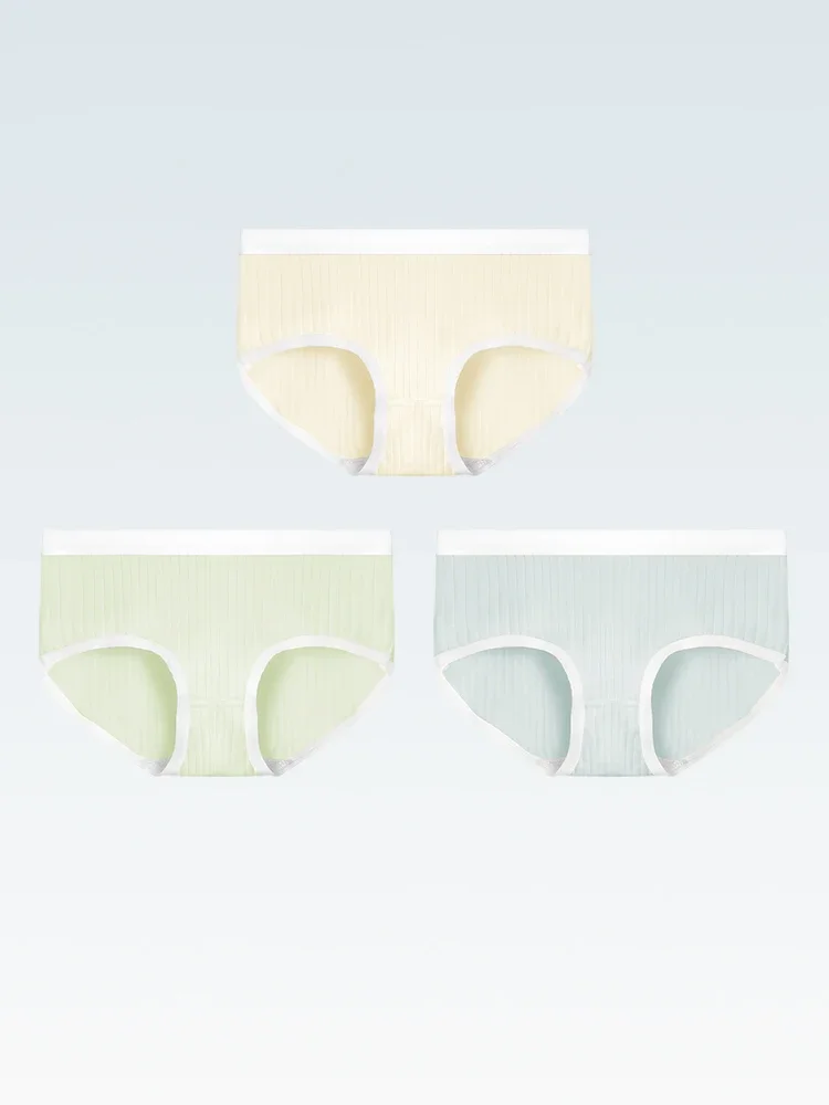 5 Stück Unterwäsche aus reiner Baumwolle für Damen, einfarbig, Schritt aus reiner Baumwolle, nahtloser Komfort, Dreieckshose mit mittlerer Taille, atmungsaktiv Image