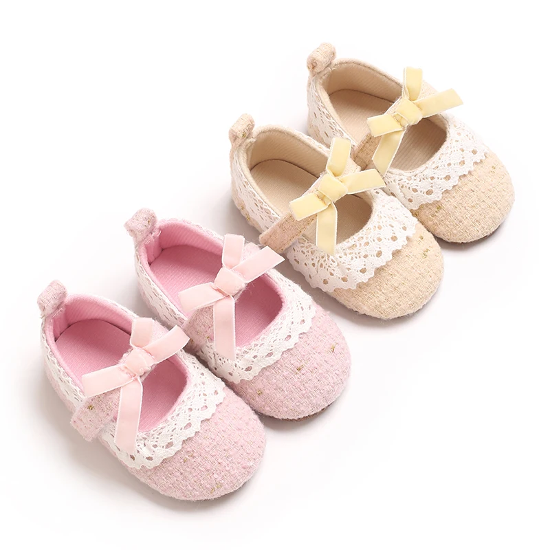 Neue Baby 100-Tage-Alte kleine duftende Stil weibliche Baby weiche Gummiunterseite Prinzessin Schuhe Schmetterling Knoten Wanderschuhe Image