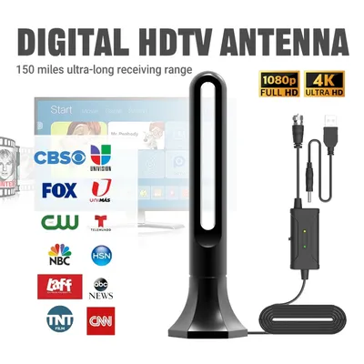 4K 1080P Ultra HDTV Digitalantenne mit 25 dBi Signalverstärker – 150 Meilen Langstreckenempfang für lokale Kanäle, kristallklar