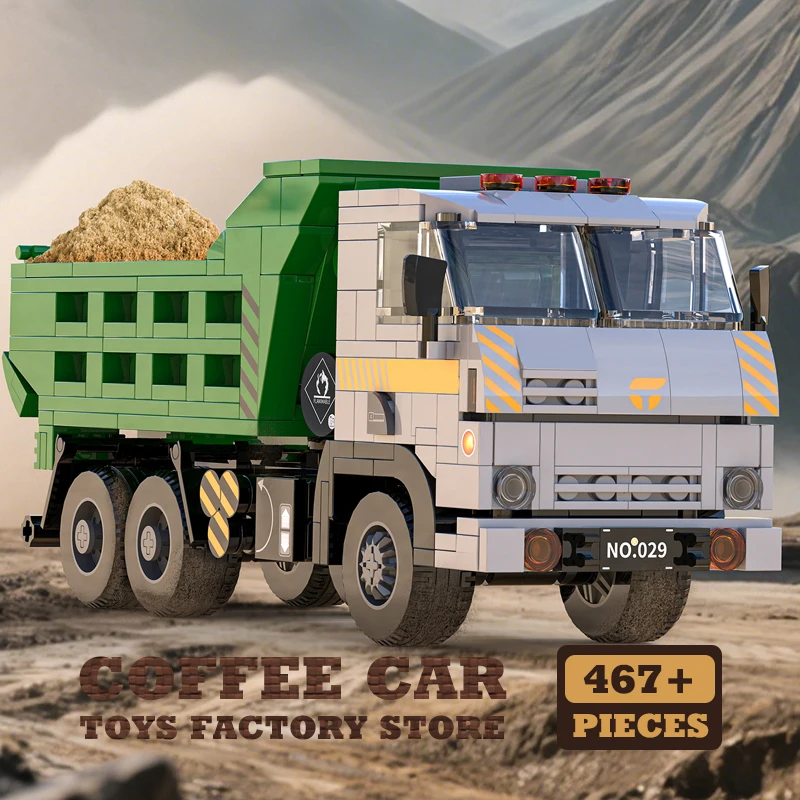 467Pcs Transport Fracht Lkw Bausteine 3D Modell Stadt Engineering Autos MOC Ziegel Spielzeug Erwachsene Kinder Geschenke DIY Dekoration Image