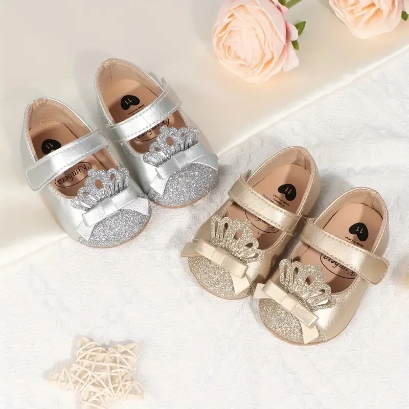 Neue Mode Glitter Crown Prinzessin Schuhe Damen und Kinder Schuhe Anti-rutsch Weichen sohlen Turnschuhe Baby Schuhe