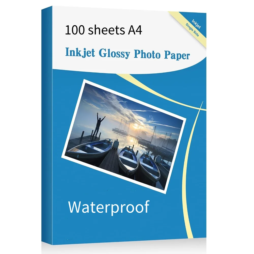 A4 100 Blatt glänzendes Fotopapier 160 g/m2 120 g wasserfestes, hochglänzendes, schnell trocknendes Fotopapier für Canon Epson HP Farbtintenstrahldrucker Image