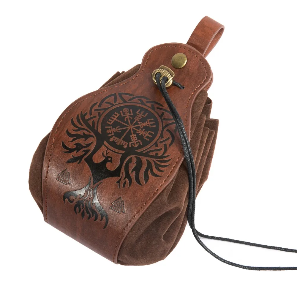Artificial Leather Dice Bag Tray Design Viking Style Vintage Medieval Drawstring Pouch For D&D Role Playing RPG Game Coin Purse