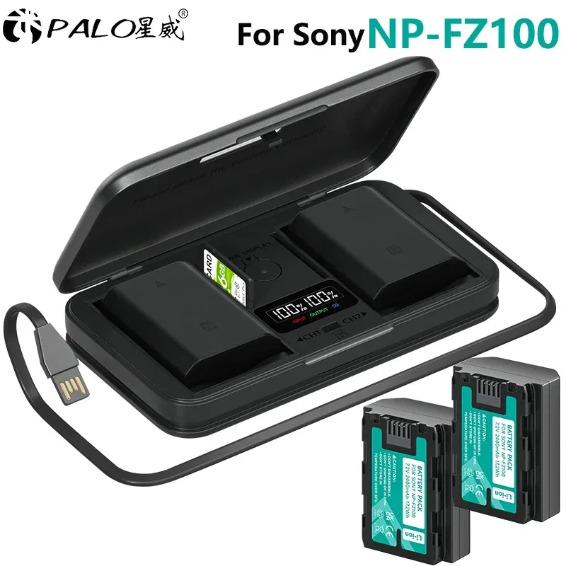 2400 mAh NP-FZ100 NPFZ100 NP FZ100 Akku + LCD-Aufbewahrungskoffer-Ladegerät für Sony FX30, A9M2, A7S3, A7R5, A7R IV, Alpha A7III Kameras Image