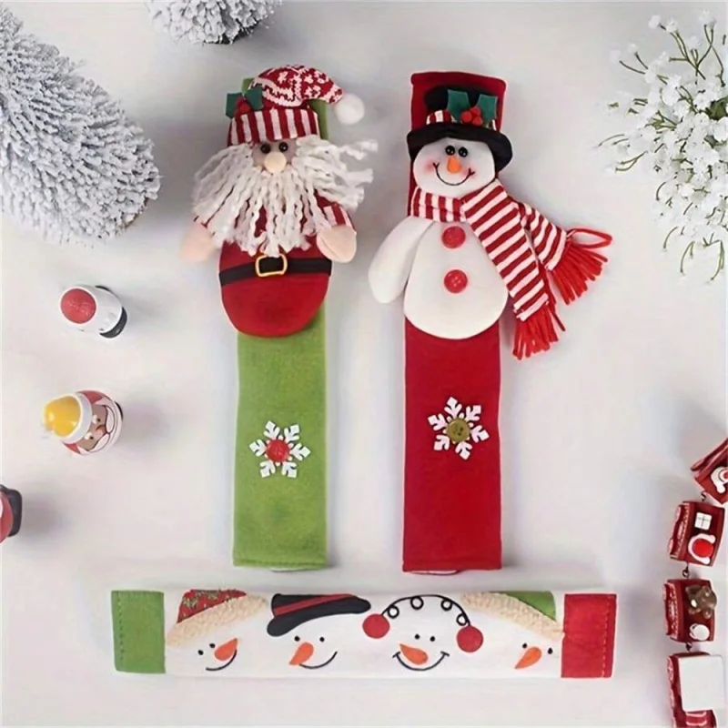 3 teile/satz Weihnachten Mikrowelle Handschuhe Set, Europäischen Stil Santa Claus Schneemann Design, Küchengerät Dekorationen Image