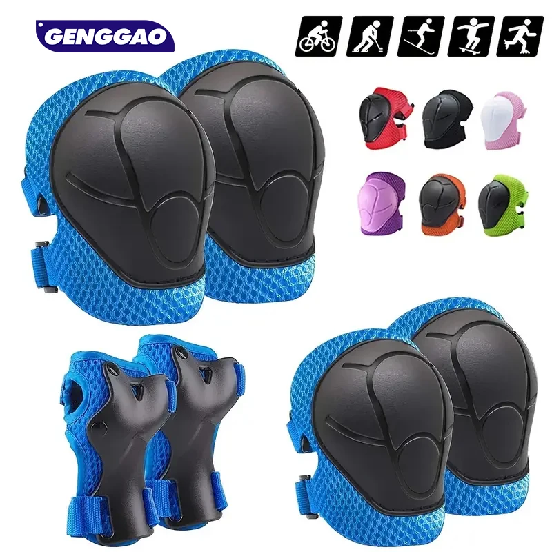 6pcs Kids Knee Pads Elbow Pads Wrist Guards 3-8 Year Old Children Protective Gear Cycling Skateboarding Inline Roller Skating