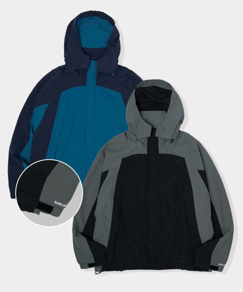 blackmoment Utility color block hood detachable windbreaker jacket jumper