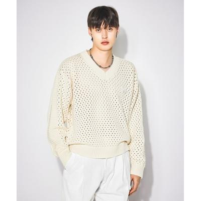 maisonmined PUNCHING V-NECK KNIT IVORY