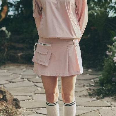 challenger Milky touch belted pocket decoration women's A-line culottes light pink