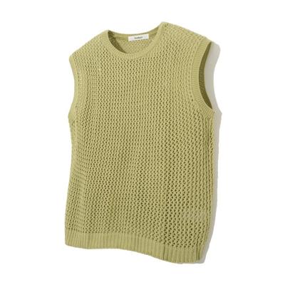 knitted Punching Knit Vest OLIVE