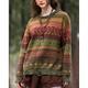 Per donna Felpa Maglione Fair Isle Maglione Streetwear Casual Geometrico A Coste Girocollo Lavorato a maglia Manica Lunga Top Regolari Maglia All'aperto Quotidiano Weekend Verde Autunno Inverno