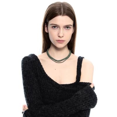 sentiments ESSENTIAL NO.3 GREEN PEARL NECKLACE 925 SILVER
