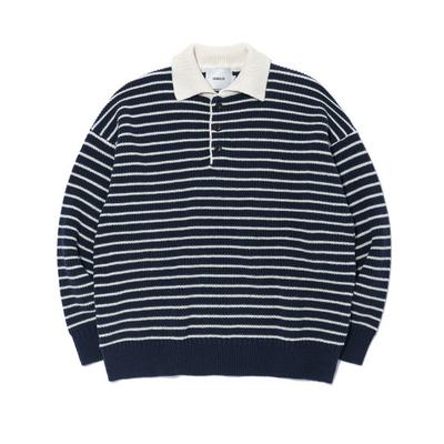 soundslife Heavy Cotton Rugby Knit Navy Stripe