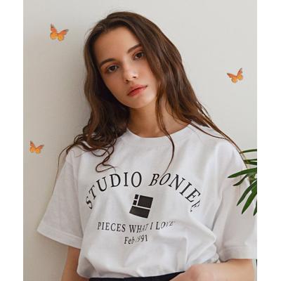 boniee logo typo loose t-shirt white