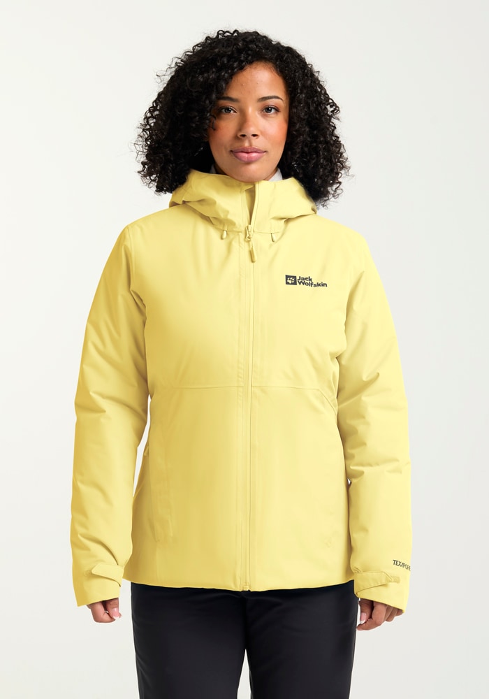 Outdoorjacke JACK WOLFSKIN "WISPER INS JKT W", Damen, Gr. XS (34), gelb (lemonice), Oberstoff: 100% POLYESTER; Füllung 1: 100% POLYESTER; Futter 1: 100% POLYESTER, Jacken Outdoorjacke