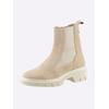 Stiefelette HEINE, Damen, Gr. 38, beige (sand), Leder, Veloursleder, Rindsleder, modisch, Schuhe