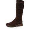 Stiefel TAMARIS, Damen, Gr. 36, Normalschaft, braun (mokka), Veloursleder, unifarben, modisch, Schuhe, Blockabsatz, Langschaftstiefel mit slouchy Falten am Schaft