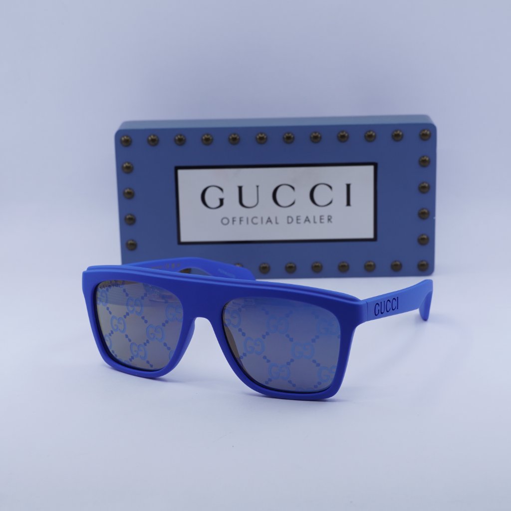 Gucci Accessories | Gucci Gg1570s 004 Square Sunglasses - Blue/Bronze & Blue With Gg Pattern | Color: Blue | Size: 57 - 18 - 145