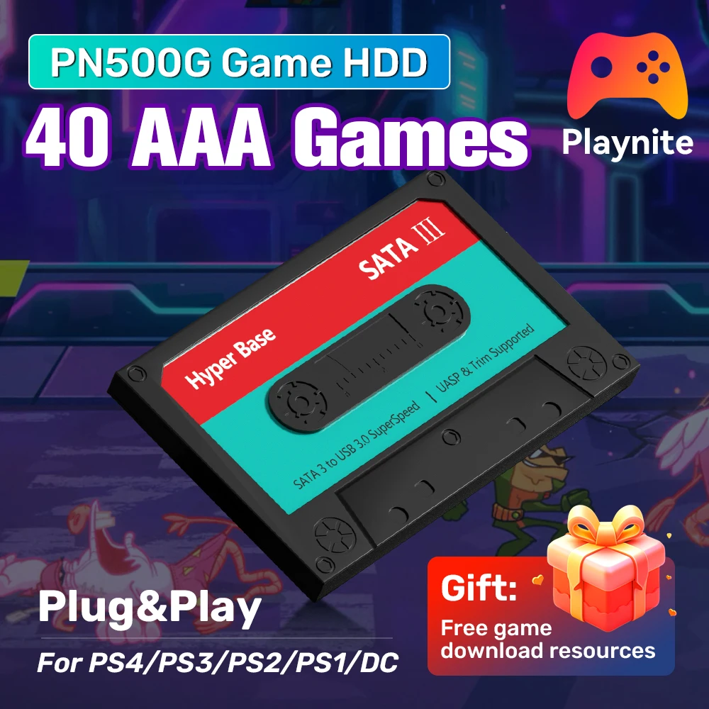 Playnite System500G disque dur de jeu externe avec 44 jeux AAA pour PS4/PS3/PS2/XBOX/WiiU/Wii disque dur de jeu Plug & Play pour PC Windows