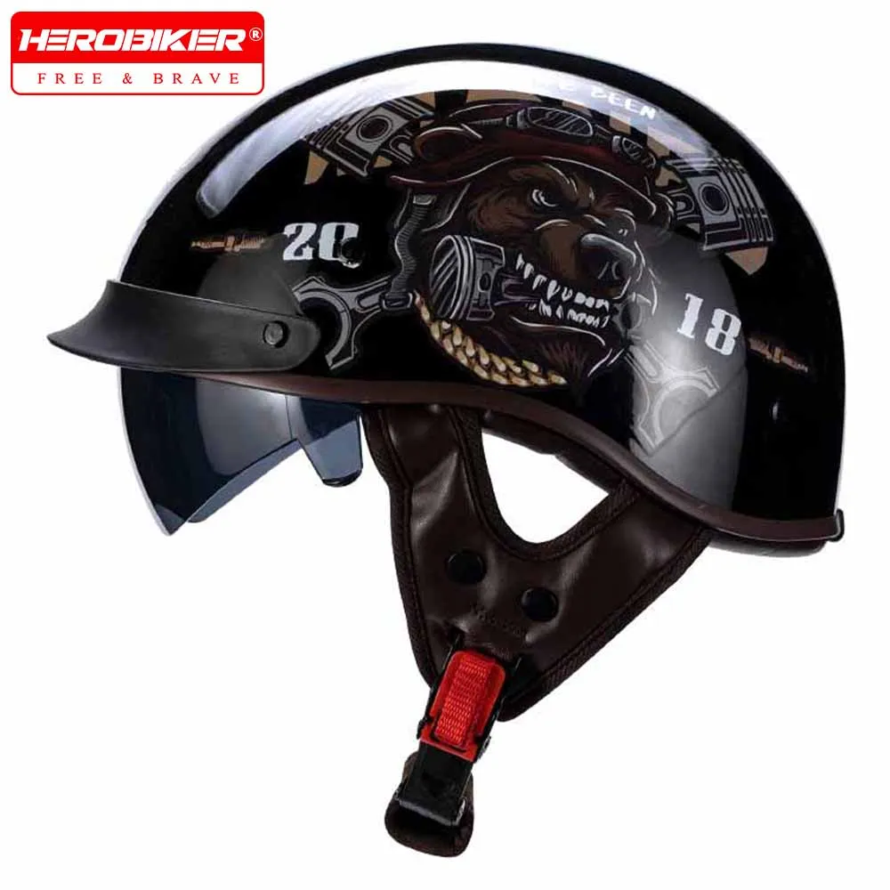 Casque De Moto Casco Moto demi-casque casque De Moto classique allemand Certification DOT Capacete De Moto casque De Scooter Anti-chute